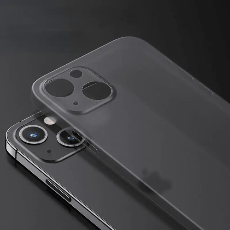 

Ультратонкий чехол для iPhone 13 полупрозрачный матовый пластик, Темно-серый