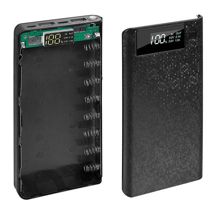 

Корпус Power bank U8 з TYPE-C на 8 аккумуляторов 18650 (Черный)