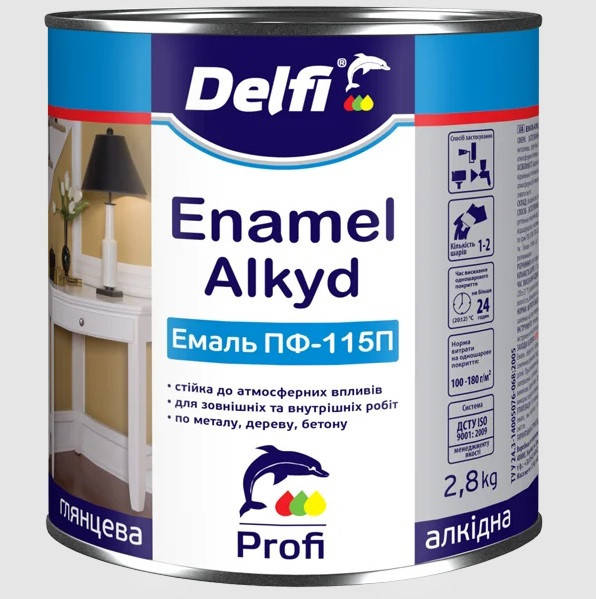 

Эмаль алкидная Delfi ПФ-115П бирюзовая 2.8 кг