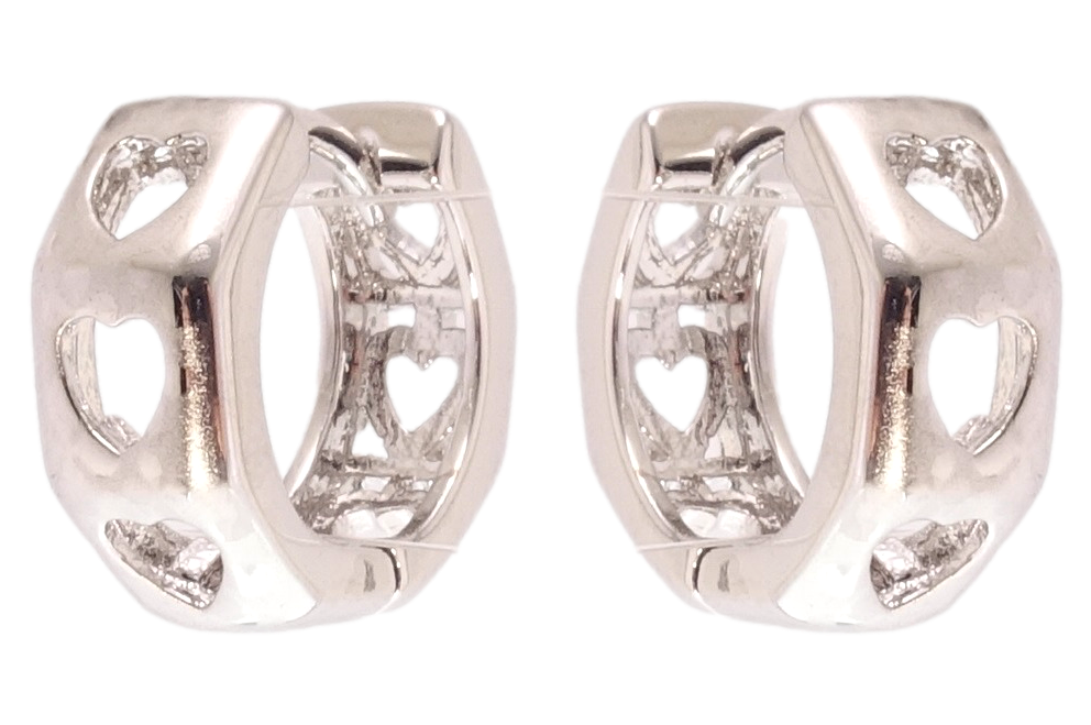 

Серьги ХР Родий колечки "Орнамент сердечки с напылением"