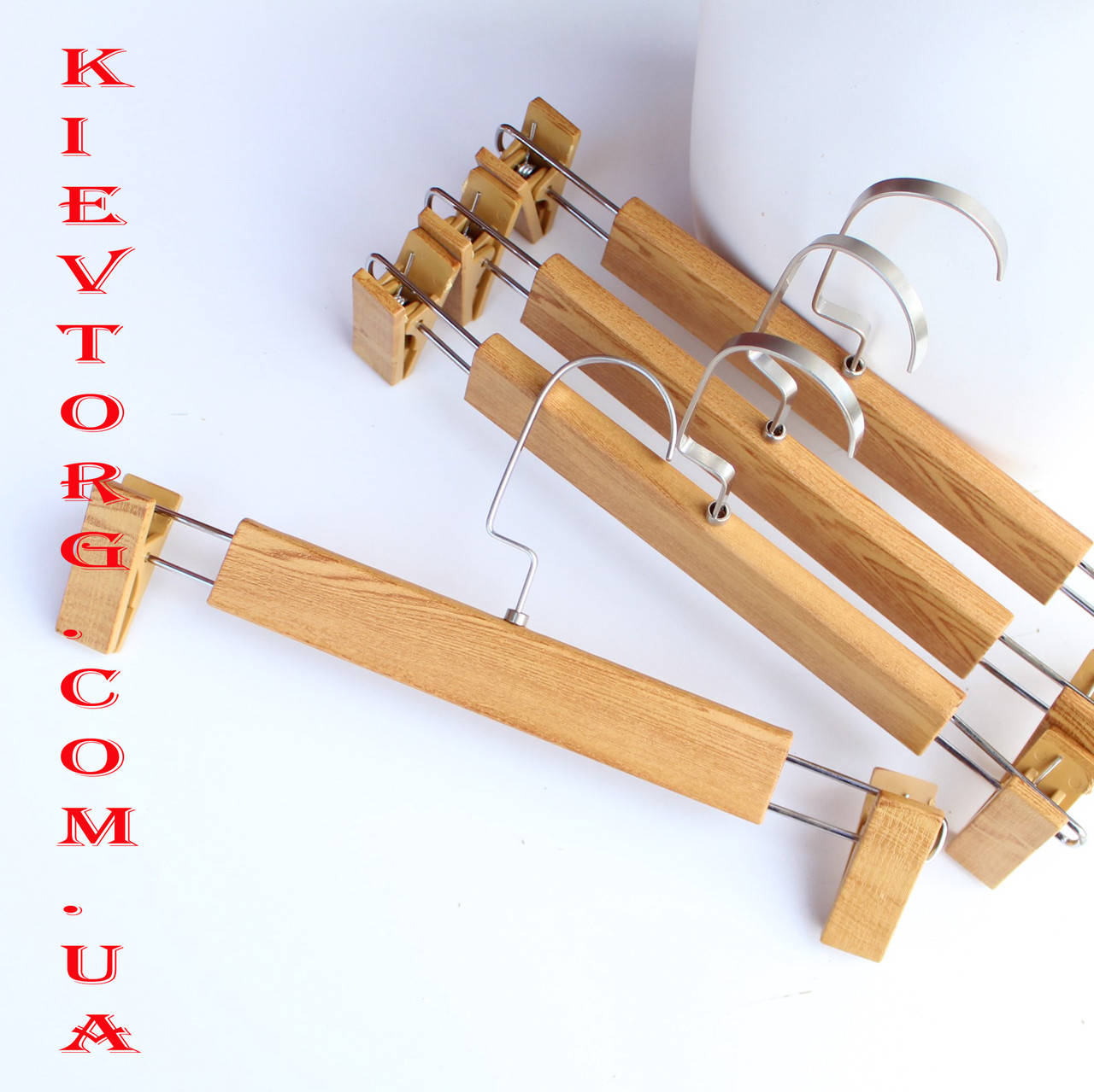 

Вешалки плечики тремпеля с прищепками брючные пластиковые под дерево, 32 см, Коричневый