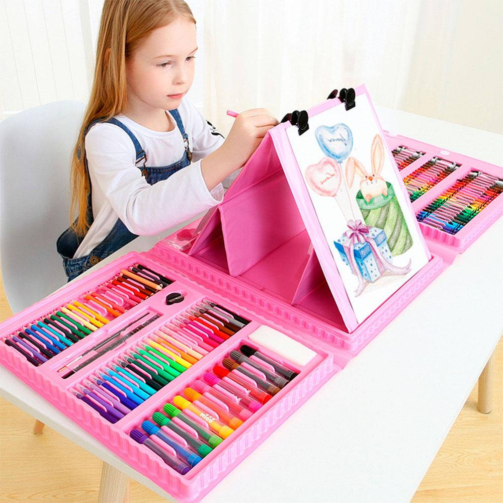 

Детский набор для рисования 208 предметов / Чемоданчик с мольбертом для творчества