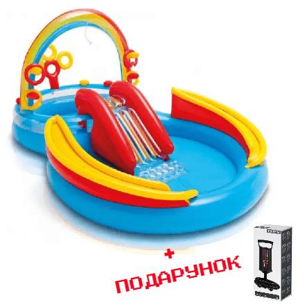 

Детский надувной бассейн Intex с горкой и фонтаном - надувной игровой центр