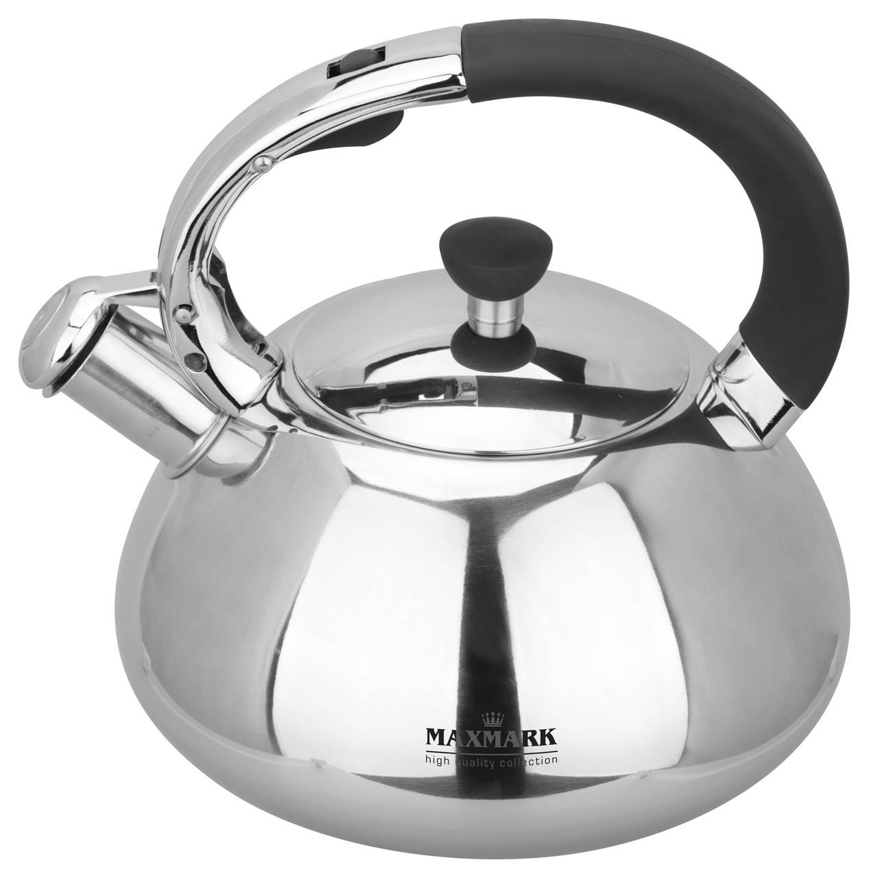 

Чайник из нержавеющей стали, со свистком и ручкой Soft Touch, 3 литра, Maxmark MK-1308B