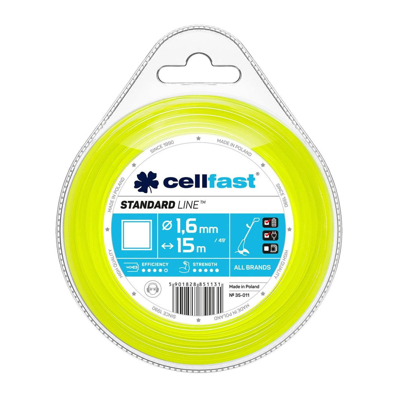 

Лезо для тріммера – квадрат 1,6 мм x 15 м Cellfast