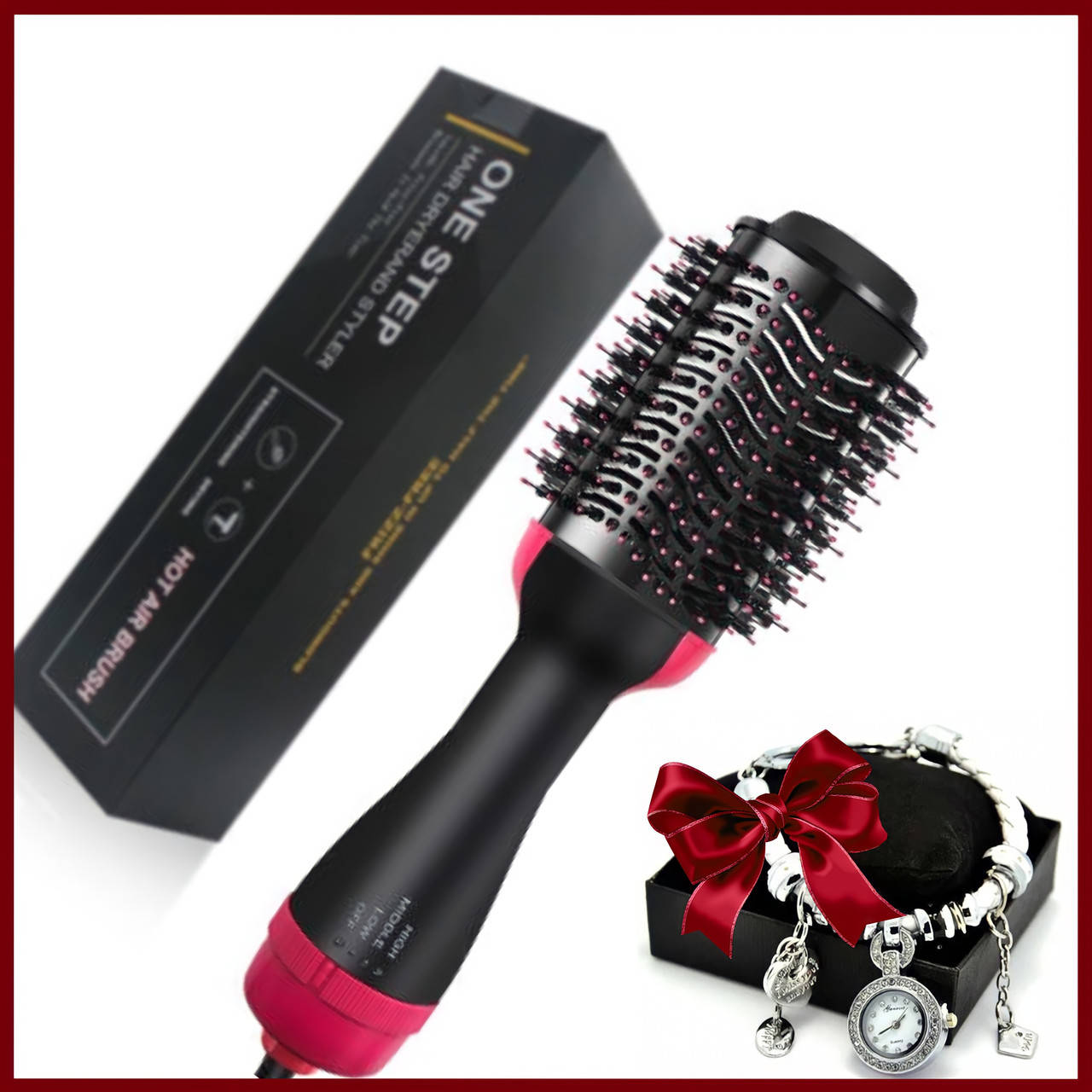 

Фен щетка One Step Hair Dryer and Styler 3в1 | Cтайлер для укладки волос One Step 3в1| Расческа с феном черная