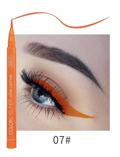 

Цветная водостойкая подводка фломастер для глаз QIBEST Color 07# оранжевый