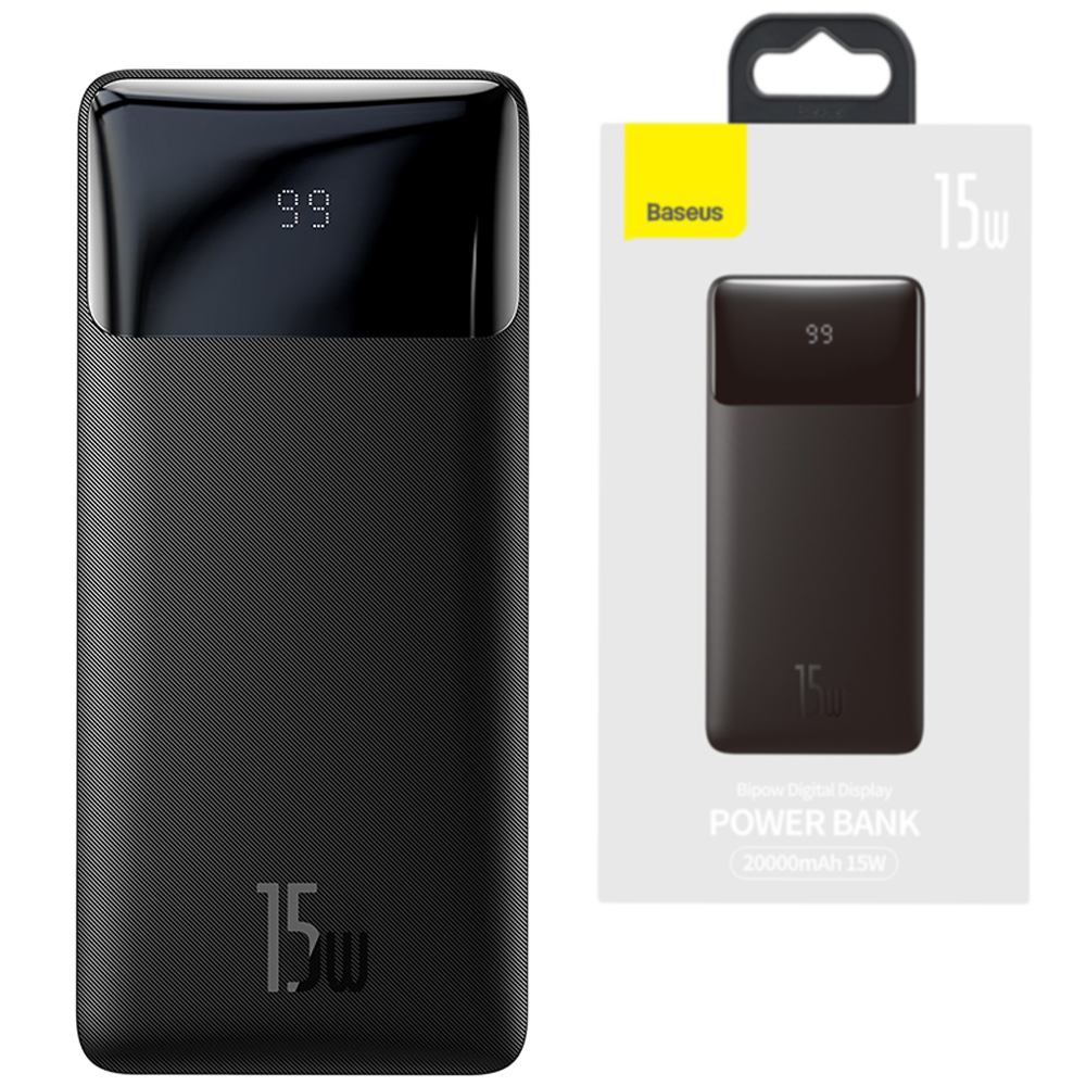 

Повербанк Baseus Bipow Digital Display 2USB+Type-C 15W 20000mAh Black (PPDML-J01)