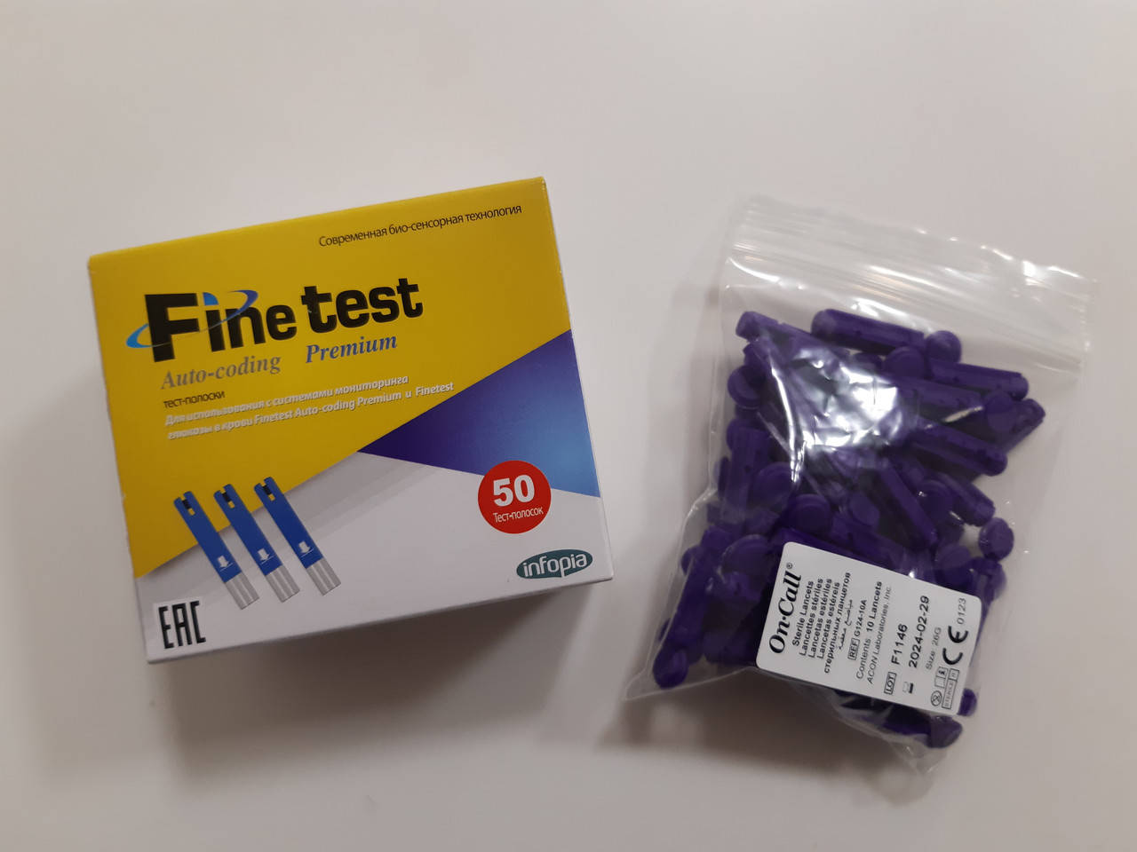 

Тест-полоски FineTest ФайнТест 50шт 04.2023 + ланцеты 50шт