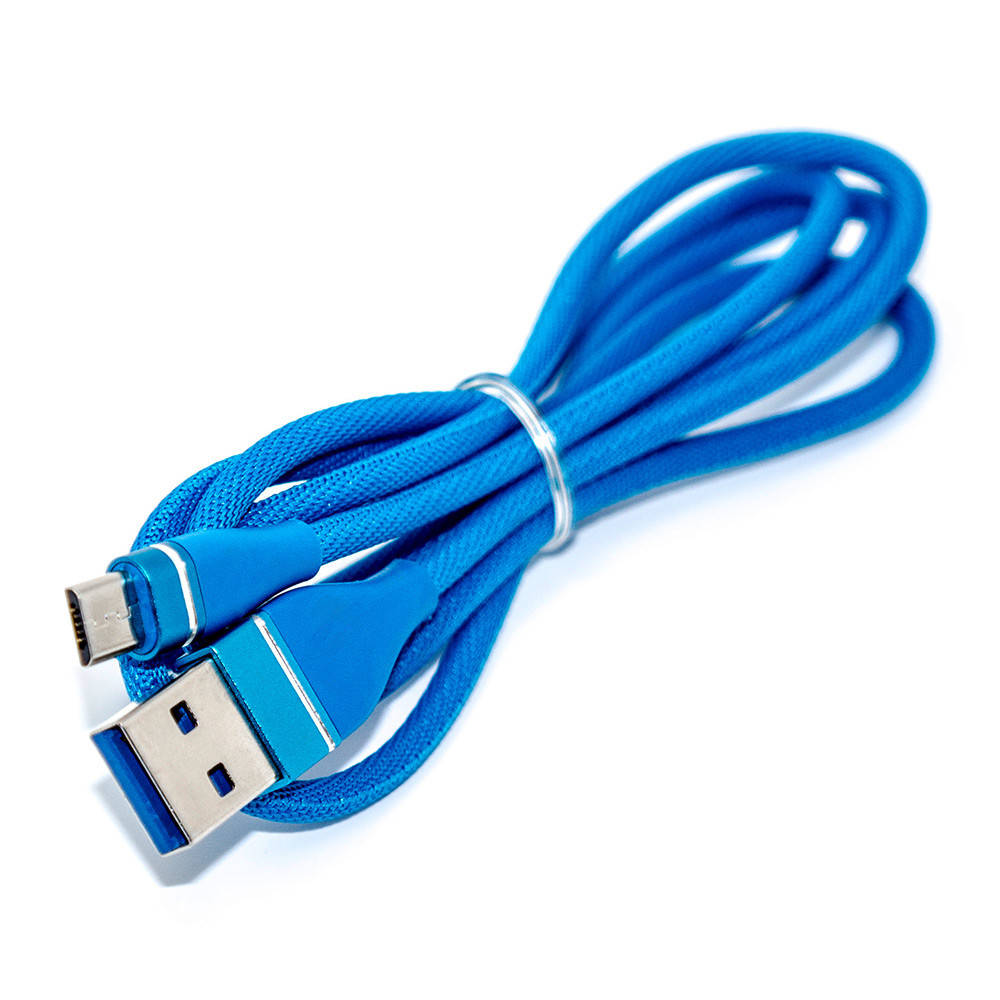 

Кабель micro USB, штекер Micro B 5pin - штекер AM, 1.0м, в сетке, синий, Красный