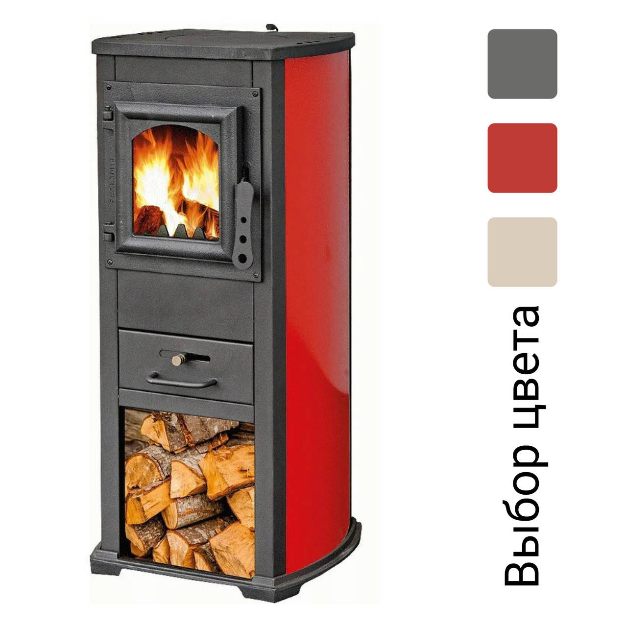 

Чугунная печь камин Blist Ekonomik Lux 7 кВт буржуйка Красный
