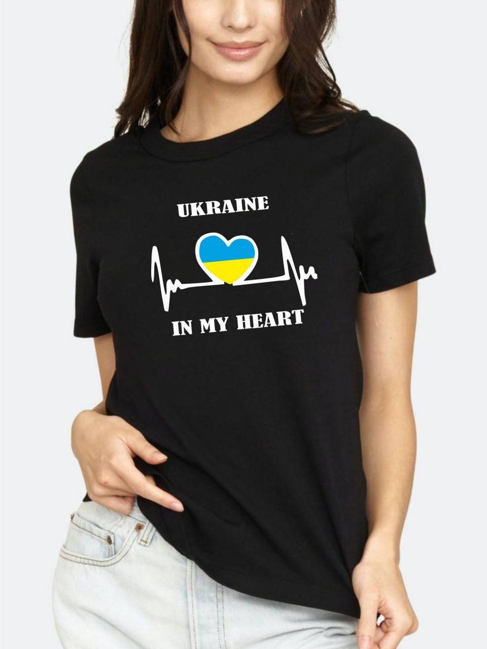 

Футболка женская оверсайз Ukraine in my heart (42-46;48-52) Черный, 42/46