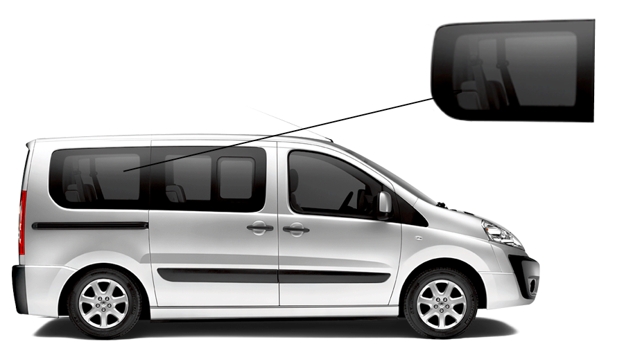 

Боковое стекло короткая база Citroen Jumpy 2007-2016 заднее правое