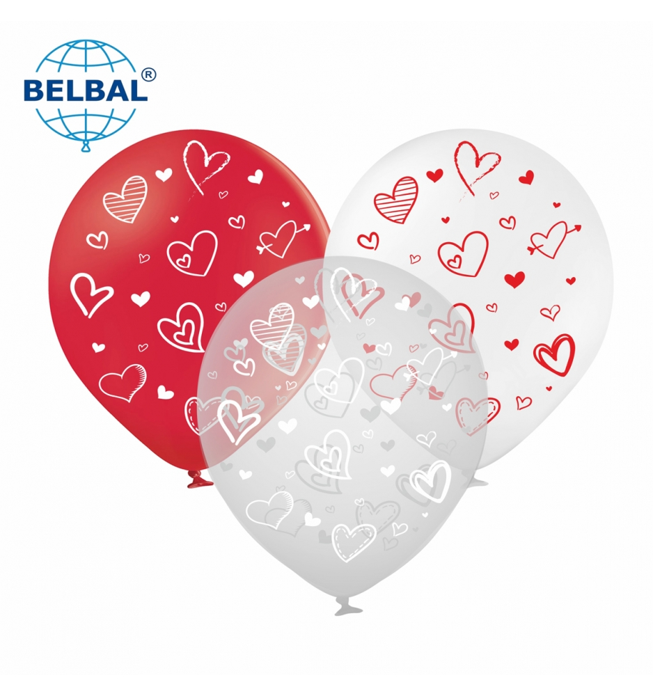 

Латексный шарик BELBAL 12"(30 см) Сердечки микс, Разные цвета