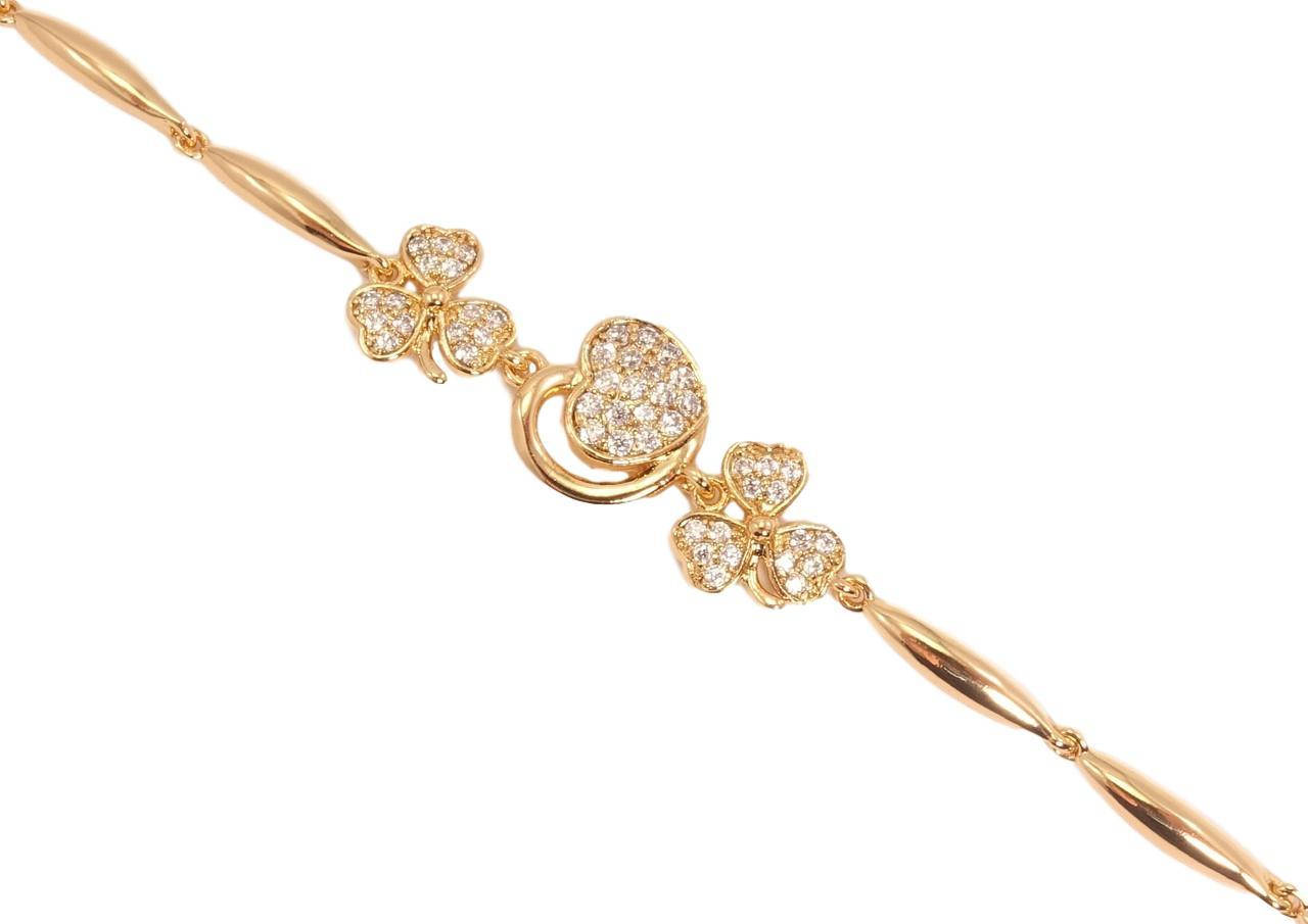

Браслет Xuping Позолота 18K "Два трилистника и сердечко" с доп.замком длина 17см; 19см х 2-12мм