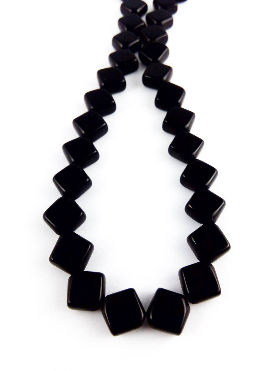 

Скляна намистина "Ромб", чорна 10х10х4 мм, Белый