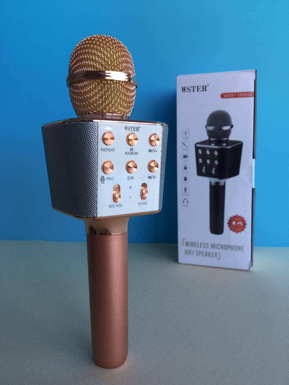 

Беспроводной bluetooth караоке-микрофон Wster WS1688 bluetooth, розовый