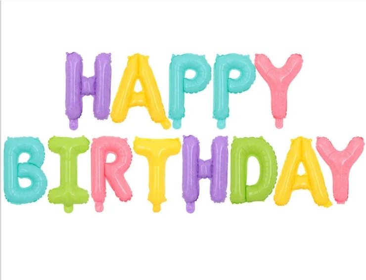 

Фольгированные буквы макарун HAPPY BIRTHDAY, 40 см, Разные цвета