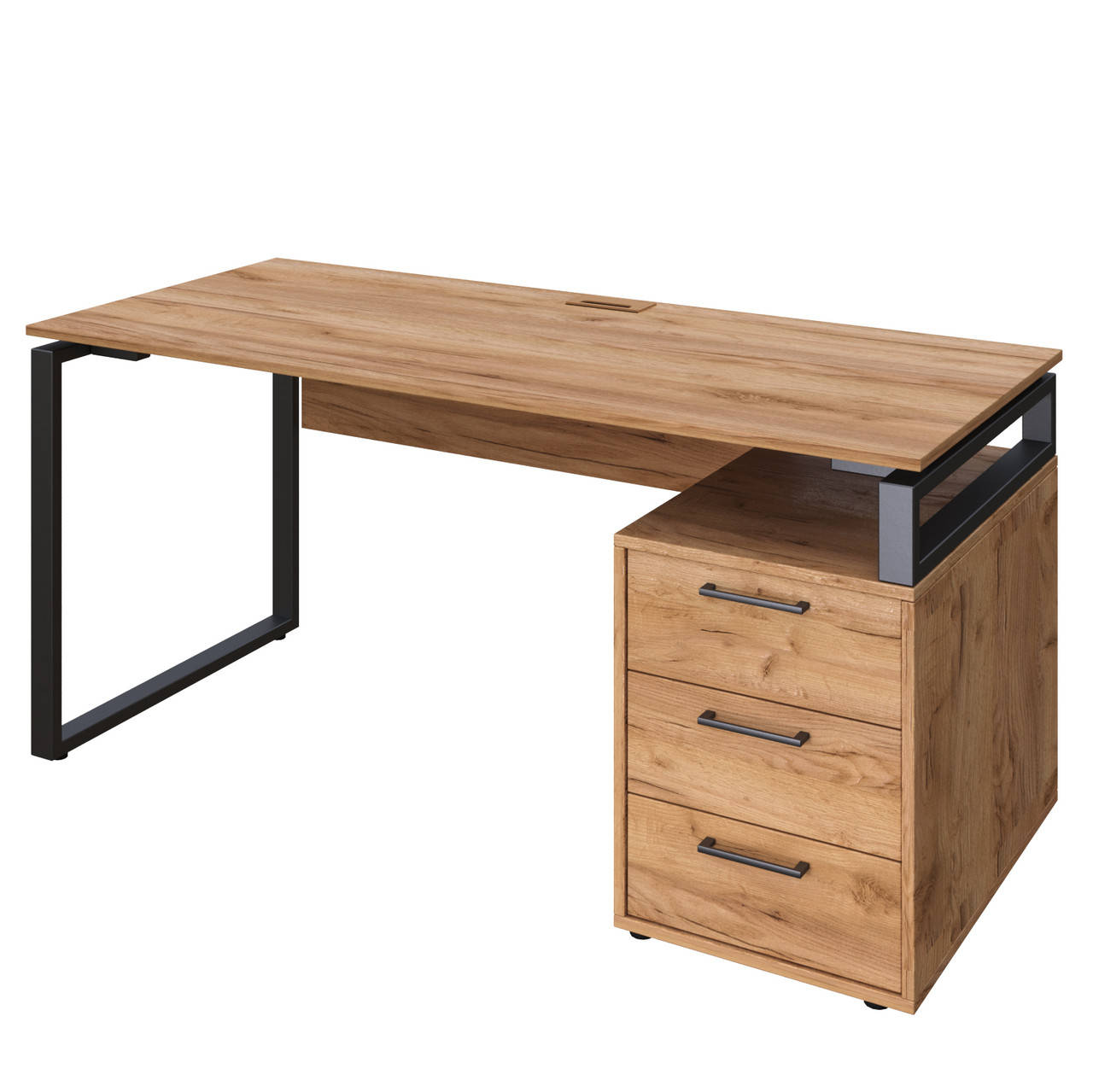 

Офисный письменный стол Loft Details L160b дуб крафт золотой с царгой