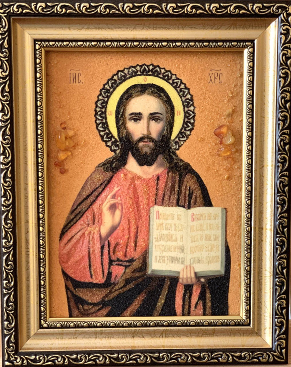 

Икона из янтаря " Исус Христос " 15x20 см, ікона з бурштину Ісус Христос 15x20 см