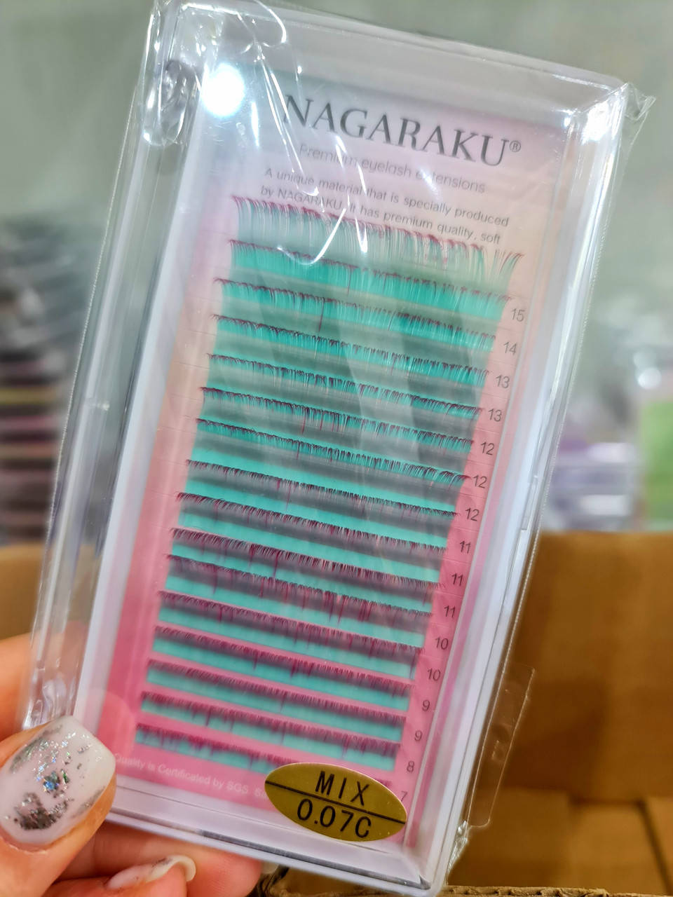 

Ресницы Nagaraku NEON - ombre БИРЮЗА, 0.07С