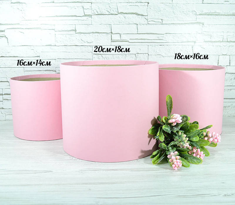 

Шляпная коробка без крышки розовая 18*16см