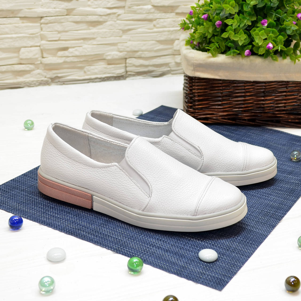 

Мокасины женские белые кожаные, Белый