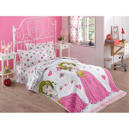 

Покрывало стеганное с наволочкой Eponj Home - Beatiful girl beyaz белый 160*220