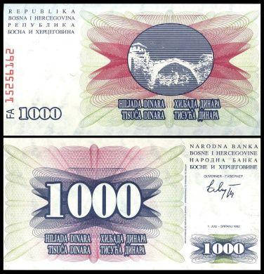 

Босния /BosniaandHerz 1000 Dinara 1992 UNC