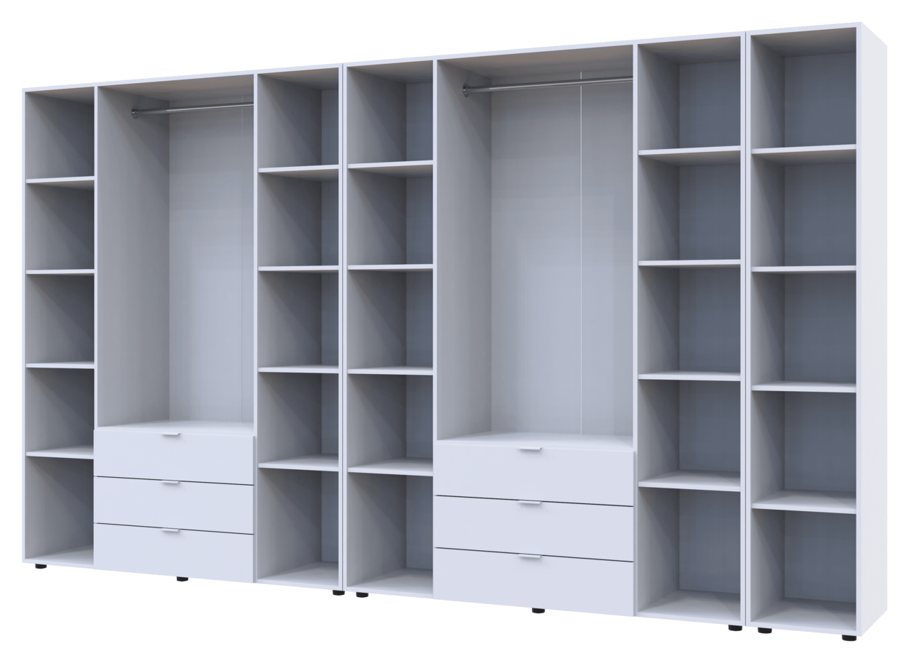 Комплект Doros Гелар з Етажеркою Білий 4+4 ДСП 348.2х49.5х203.4 (42005040) 2