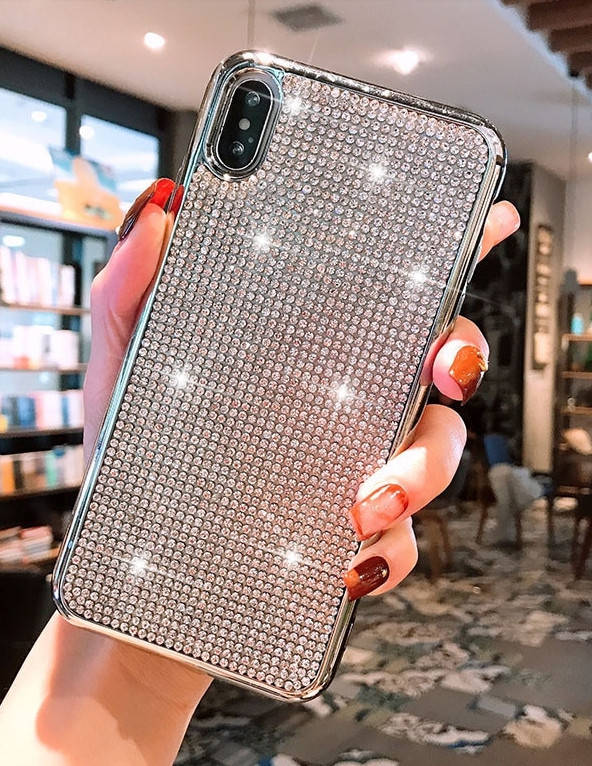 

Силиконовый чехол с камнями для Xiaomi Redmi Note 8 Pro, Серебристый