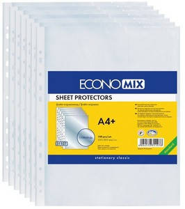 

Файл А4+, прозорий, 40мкм, глянцевий (100 шт.) Economix 20уп/ящ
