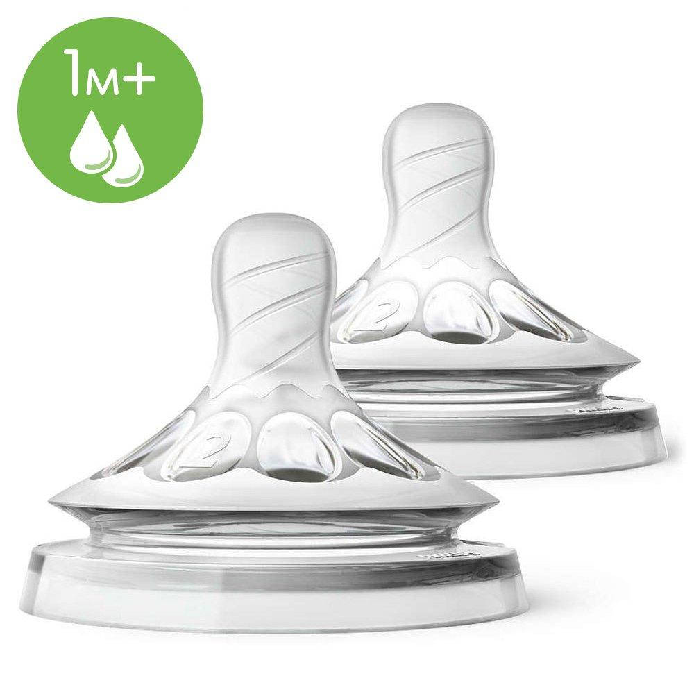 

Соска Philips Avent Natural, силикон, медленный поток, 1м+, 2 шт