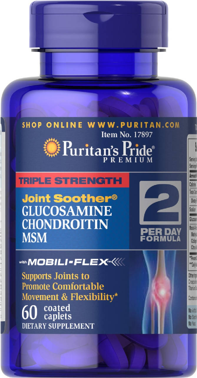 

Глюкозамин хондроитин и МСМ Puritan's Pride, Glucosamine Chondroitin, 60 капсул