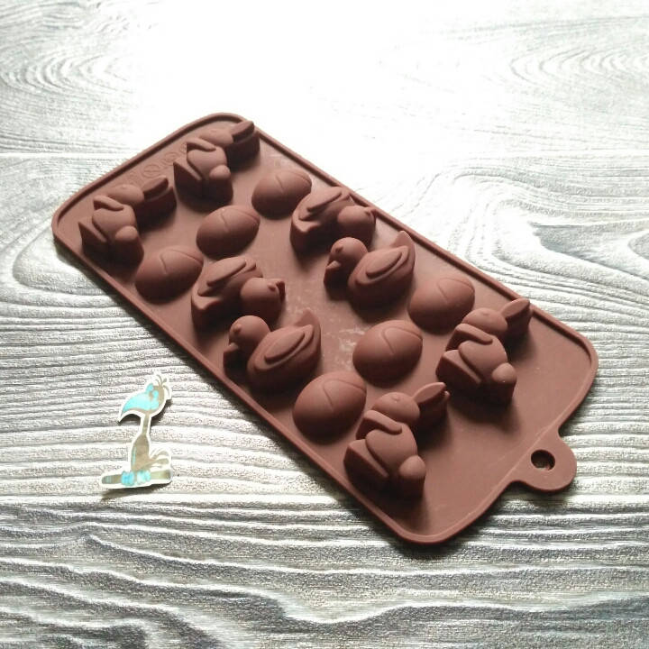 

Форма силиконовая для конфет Заяц, Утка и Яйцо, Разные цвета