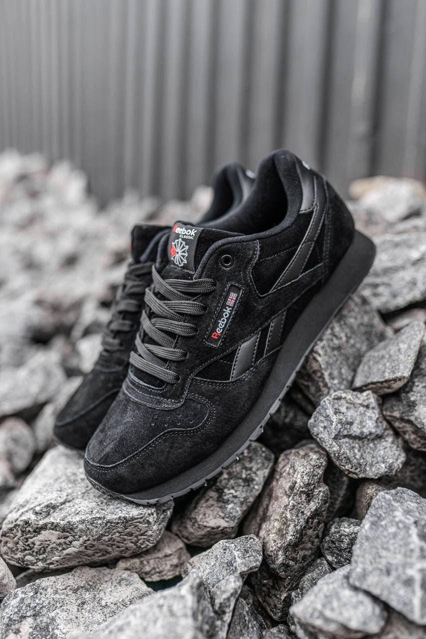 

Мужские стильные кросовки демисезонные (Reebok) чёрные, Черный