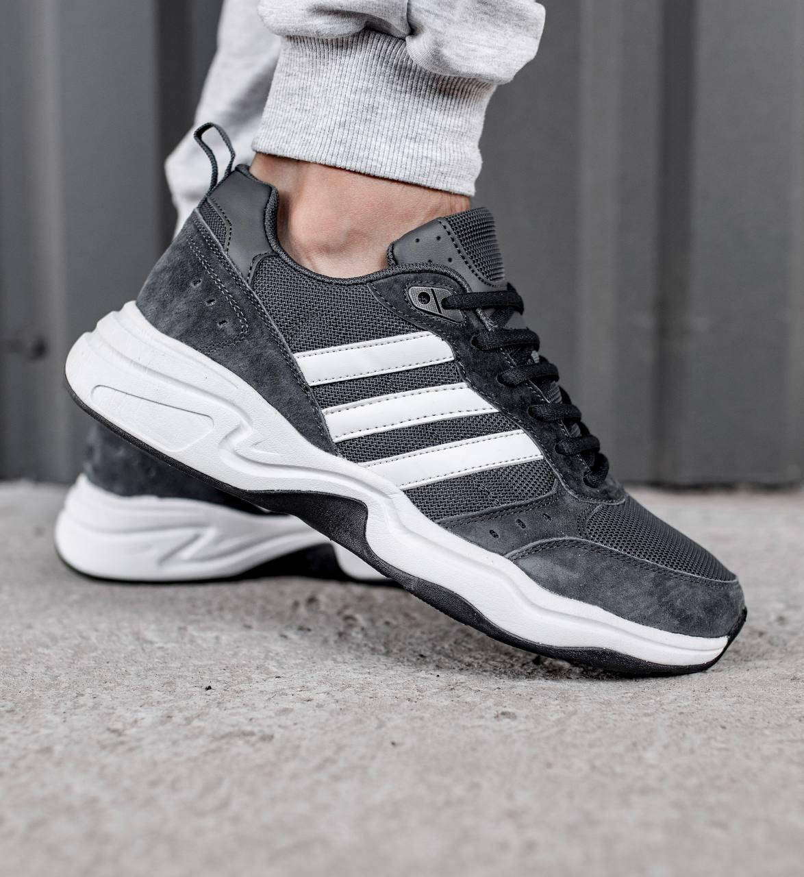 

Чоловічі кросівки Adidas демісезонні кросовки адідас сірі з білим, Серый
