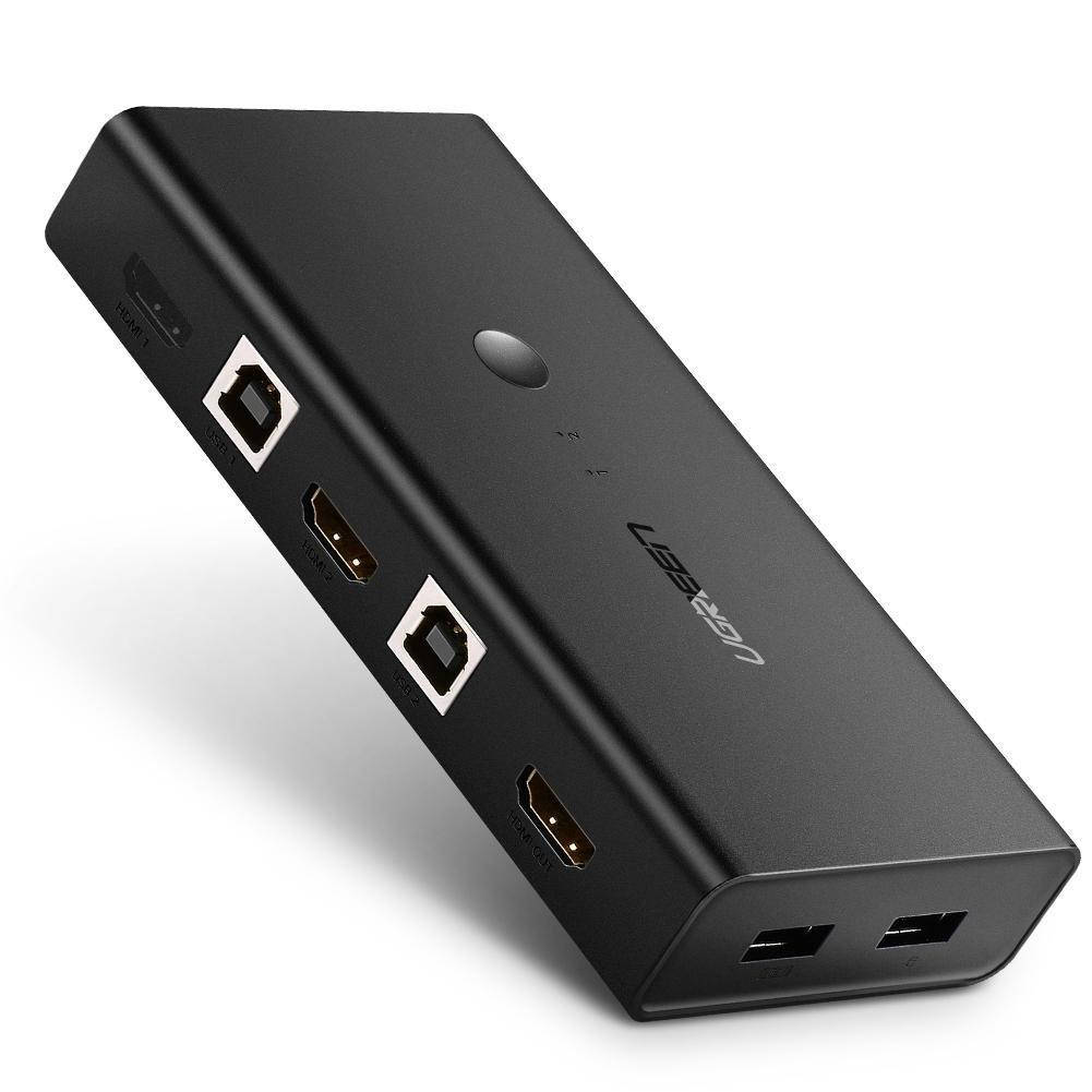 

Коммутатор Ugreen 2 In 1 Out KVM HDMI Switch Box 4K-30Hz 1.5М черный 50744 USB хабы
