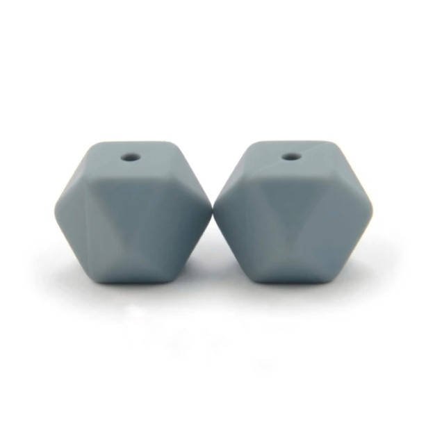 

Гексагон 14 мм бусина силиконовая Серый тёмный