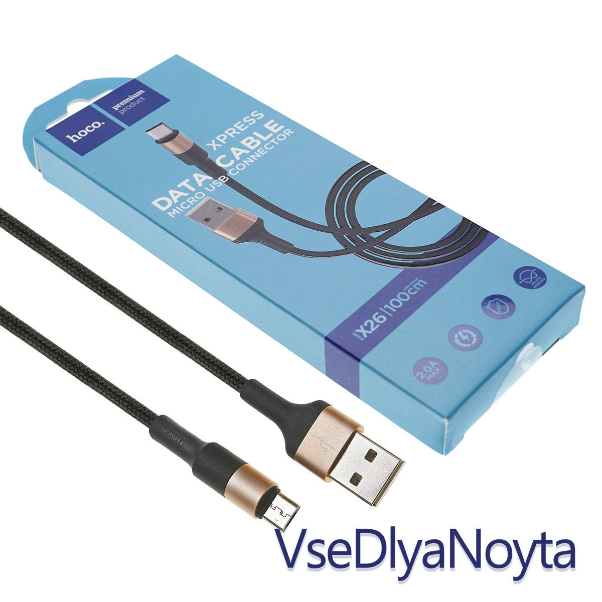

Кабель HOCO X26 XPress для MicroUSB , black/gold, Черный