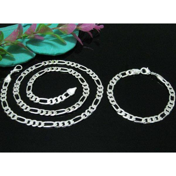 

Серебряный мужской комплект браслет + цепочка