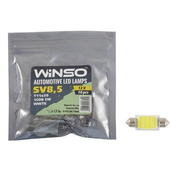 

Автолампа WINSO 12V COB SV8.5 T11x39 1LED 56LM white