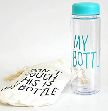 

Бутылка My bottle с льняным мешочком голубой