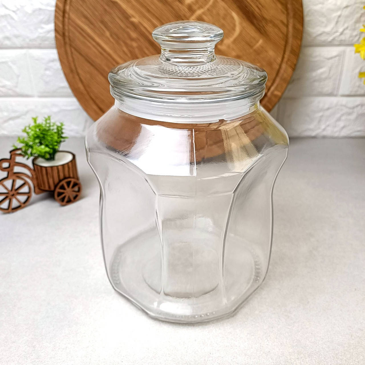 

Большая стеклянная банка 2л для сыпучих продуктов, Прозрачный