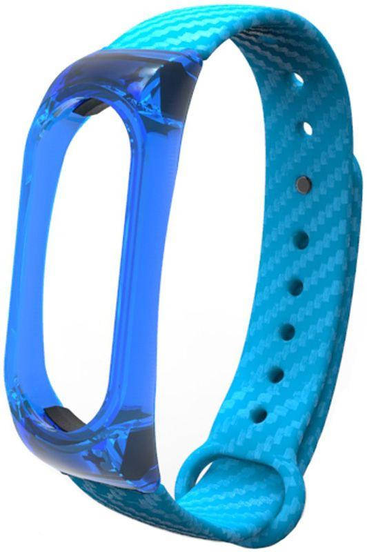 

Ремешок UWatch Silicon Carbon Fiber Crystal PC Frame Replacement Wrist Band For Mi Band 2 Blue