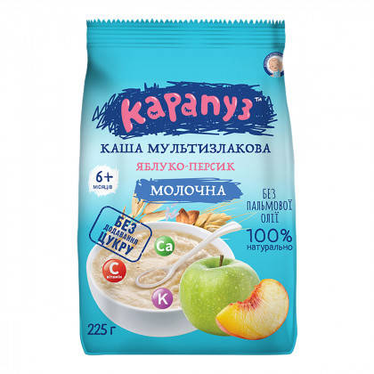 

Каша молочная мультизлаковая с яблоком и персиком 6м+ 225г Карапуз Украина 1062157