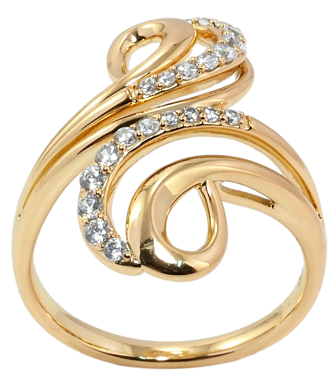

Кольцо Xuping Позолота 18K "Завитки с цирконием" р.16,18