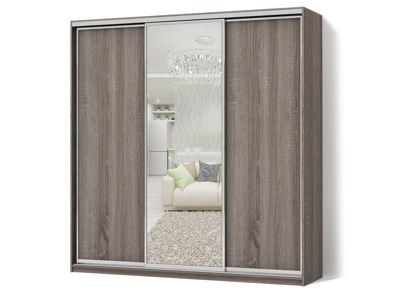 

Шкаф-Купе Трехдверный Классик-4 ДСП Дуб Сонома Трюфель, Зеркало (Luxe-Studio TM)