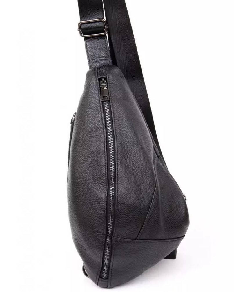 

Мужская кожаная сумка слинг. Кожаная сумка через плечо - MK54532, Черный