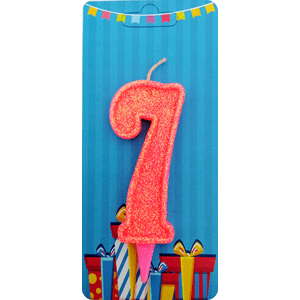 

Свеча цифра 7 розовый блеск